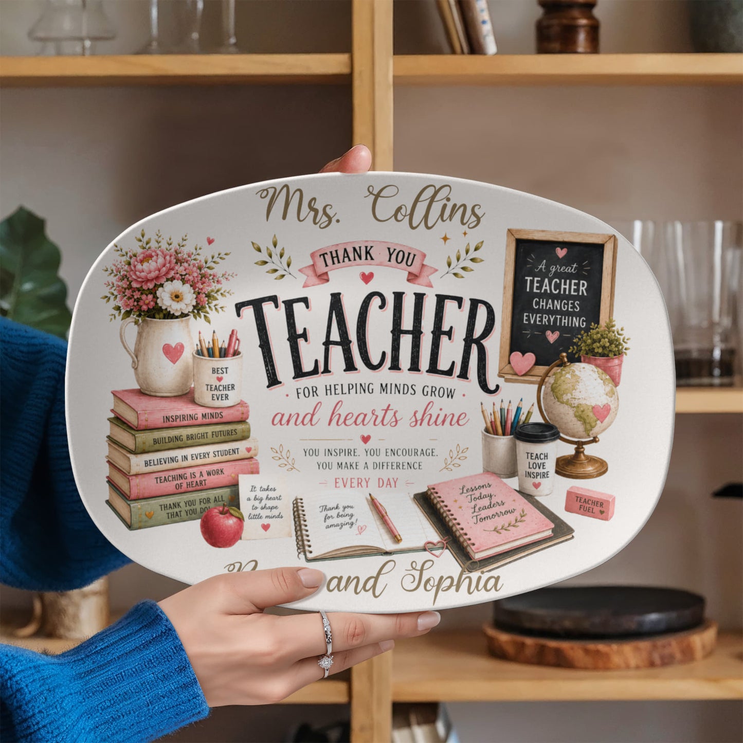 Personalized Teacher Appreciation Plate , Custom Teacher Thank You Gift, teacher farewell present, custom mentor keepsake.