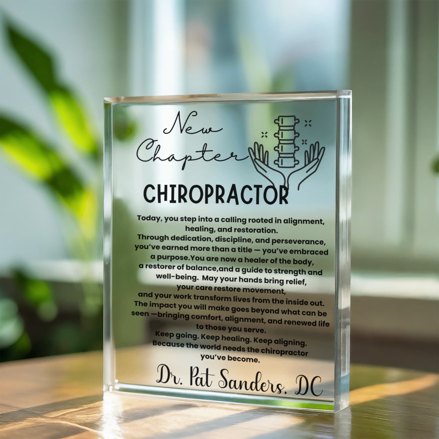 Custom name acrylic plaque chiropractor graduation gift, chiropractor school, chiropractor gifts for him her, chiropractor student gift