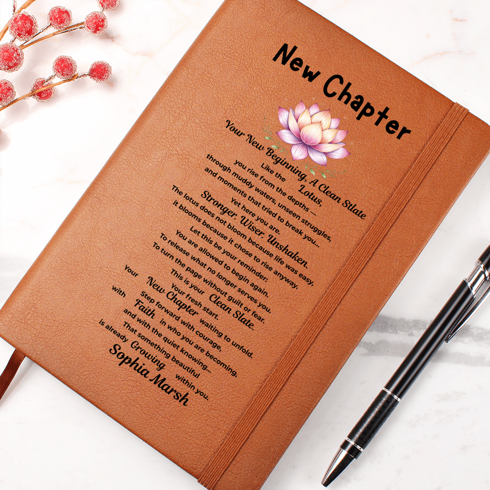 Personalized new chapter gift, Lotus Flower New Beginnings Journal Divorce gift Clean Slate gift New Job Gift Brackup gift for him her strength gift
