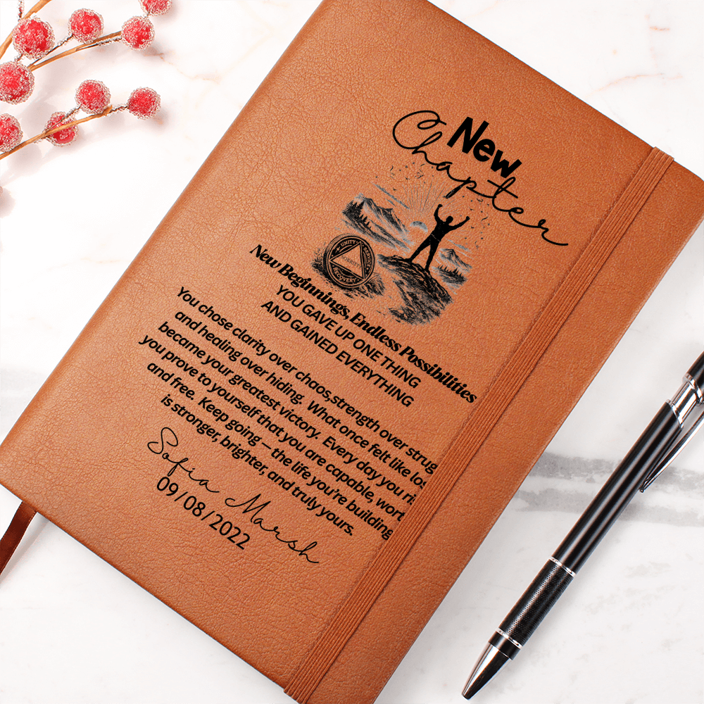Personalized sobriety gift for women, Custom name recovery gift journal Sober anniversary gift recovery sponsor gifts AA recovery gift symbol sober