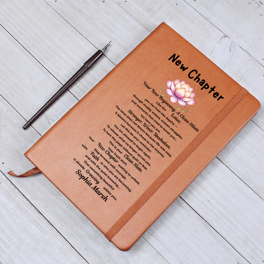 Personalized new chapter gift, Lotus Flower New Beginnings Journal Divorce gift Clean Slate gift New Job Gift Brackup gift for him her strength gift