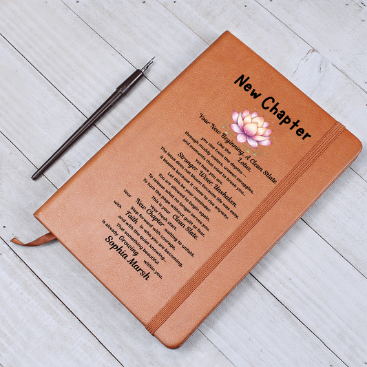 Personalized new chapter gift, Lotus Flower New Beginnings Journal Divorce gift Clean Slate gift New Job Gift Brackup gift for him her strength gift