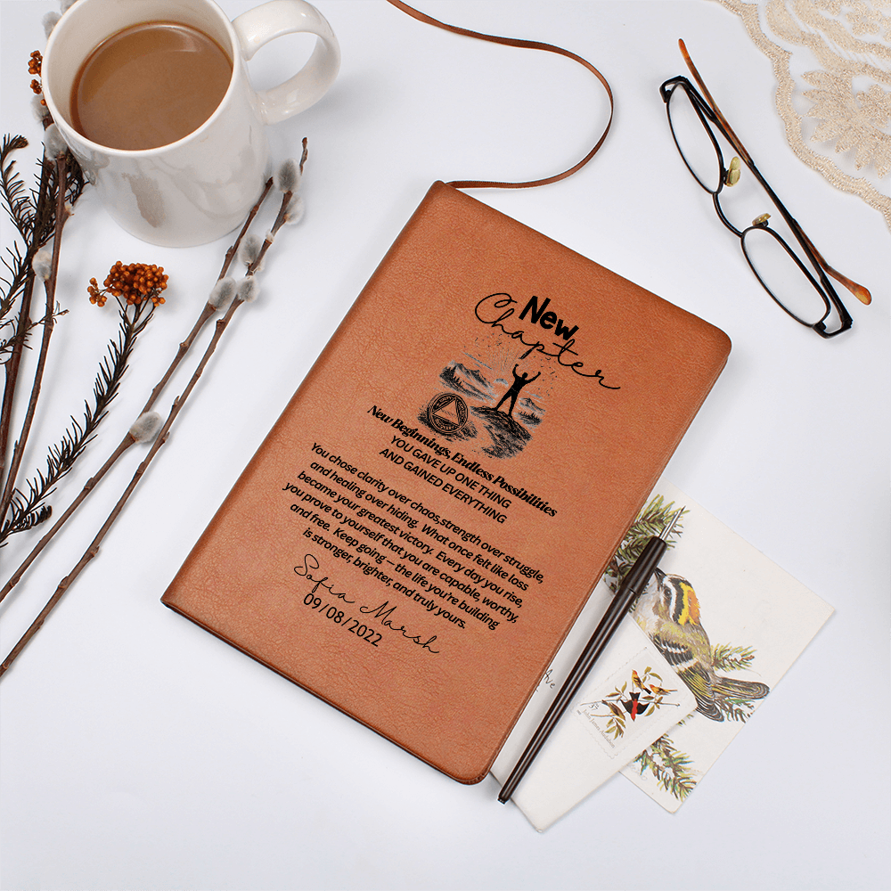 Personalized sobriety gift for women, Custom name recovery gift journal Sober anniversary gift recovery sponsor gifts AA recovery gift symbol sober