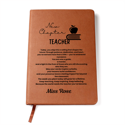 Custom name teacher journal, new teacher gifts, future teacher gift, teacher graduation gift for him her, teacher keepsake, teacher grad gift, teacher keepsake, teacher retirement.