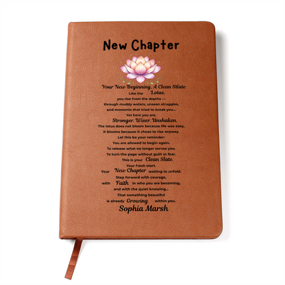 Personalized new chapter gift, Lotus Flower New Beginnings Journal Divorce gift Clean Slate gift New Job Gift Brackup gift for him her strength gift