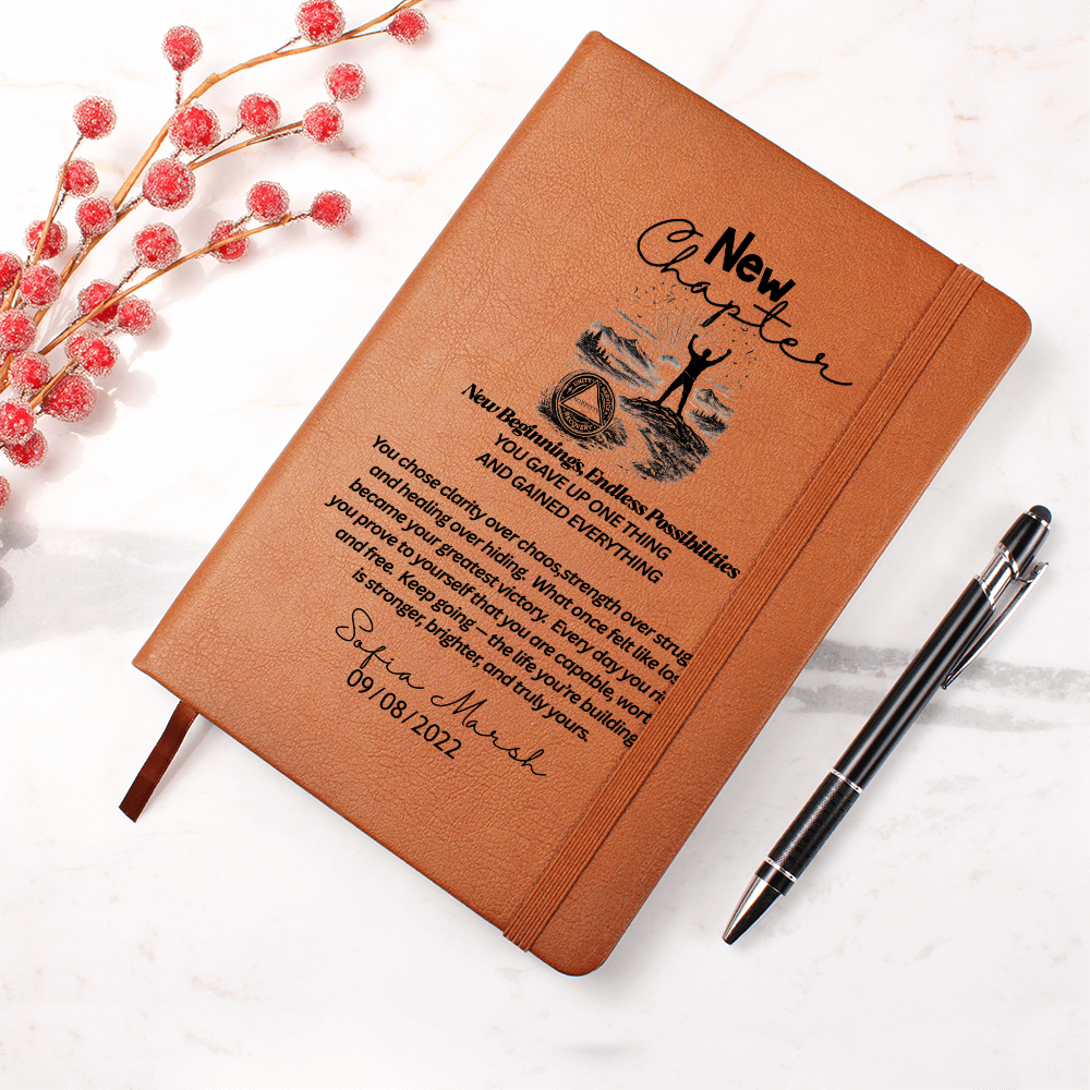 Personalized sobriety gift for women, Custom name recovery gift journal Sober anniversary gift recovery sponsor gifts AA recovery gift symbol sober