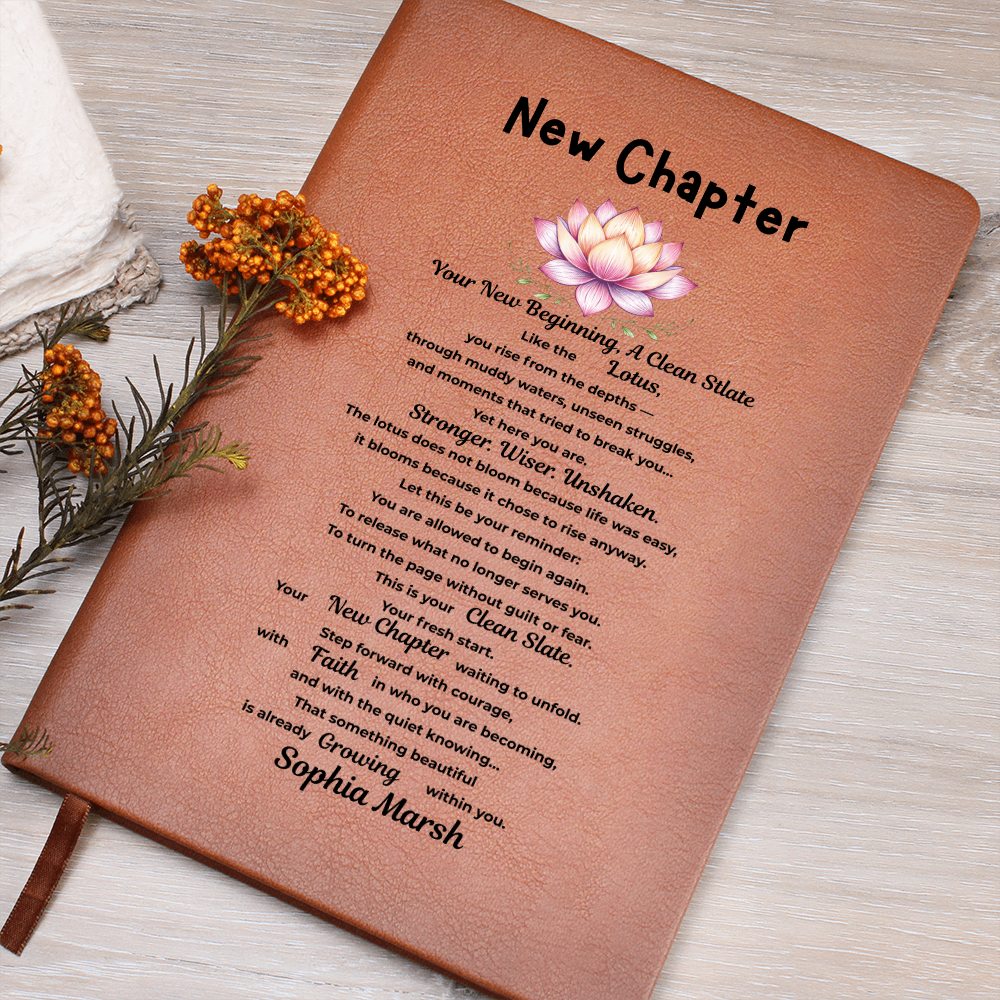 Personalized new chapter gift, Lotus Flower New Beginnings Journal Divorce gift Clean Slate gift New Job Gift Brackup gift for him her strength gift