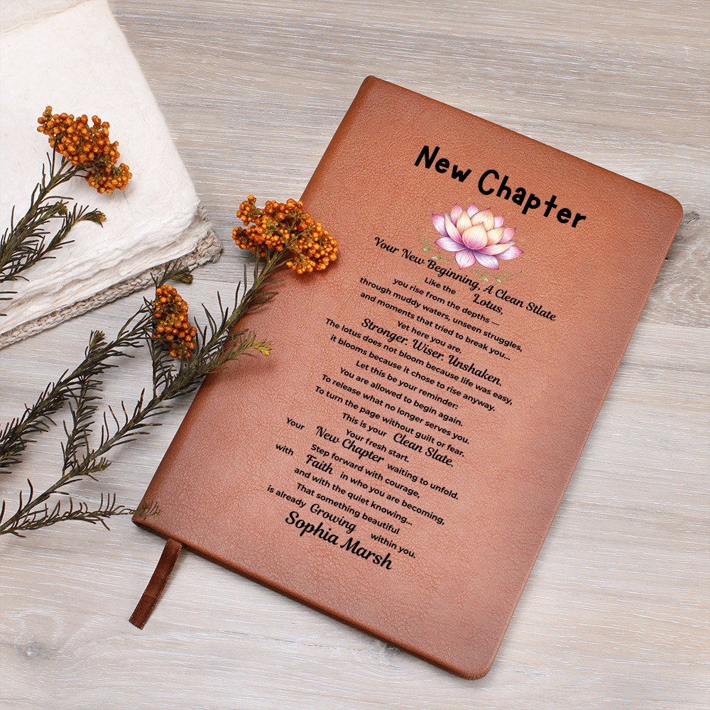Personalized new chapter gift, Lotus Flower New Beginnings Journal Divorce gift Clean Slate gift New Job Gift Brackup gift for him her strength gift