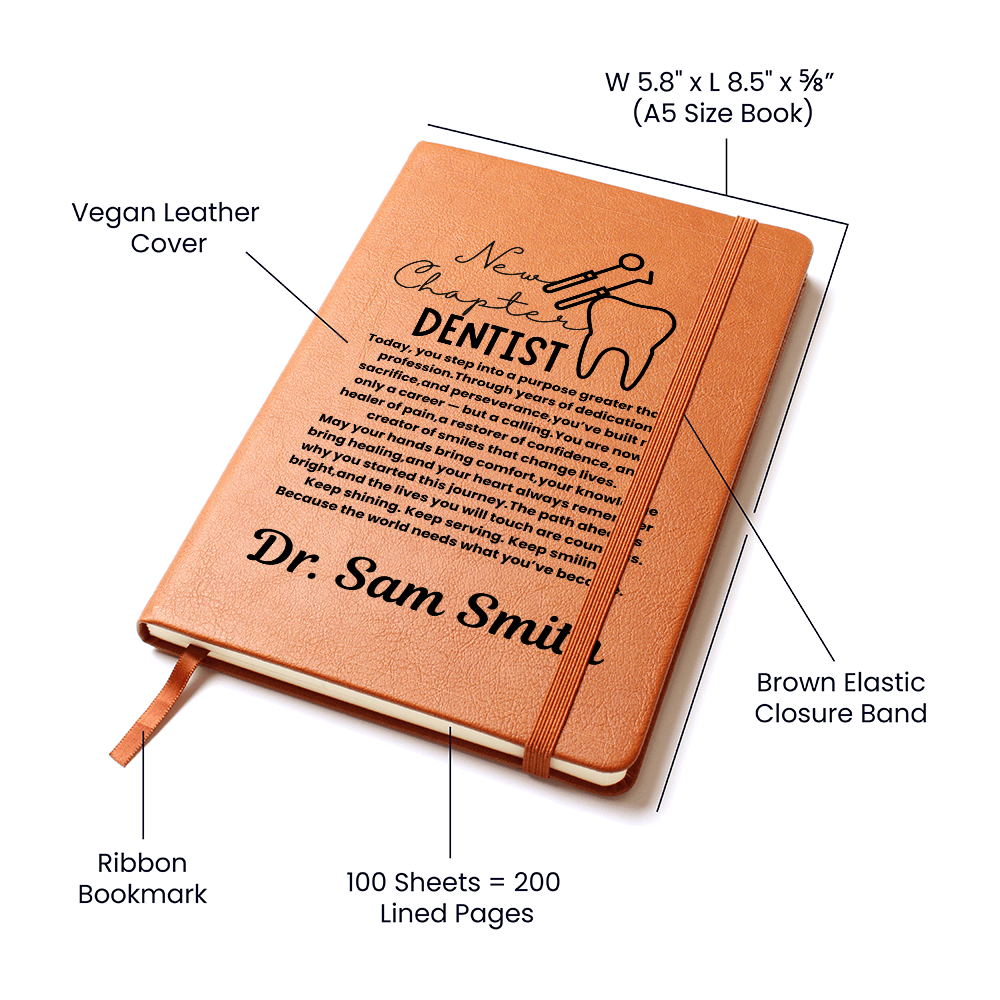 Personalized Leather vegan Dentist Journal, Future dentist gift, Dental Student gift, dental graduation gifts, Dental School gift, future dentist gift for him her