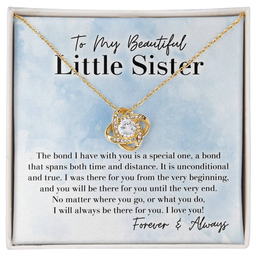 To My Beautiful Little Sister - A Special Bond - Love Knot Necklace