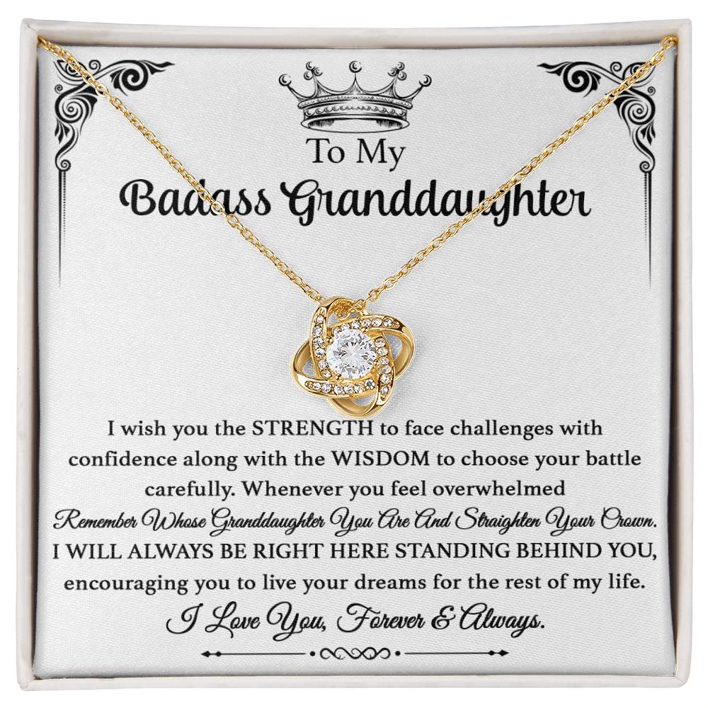 To My Bad Ass Granddaughter - I Wish You The Strength - Love Knot Necklace