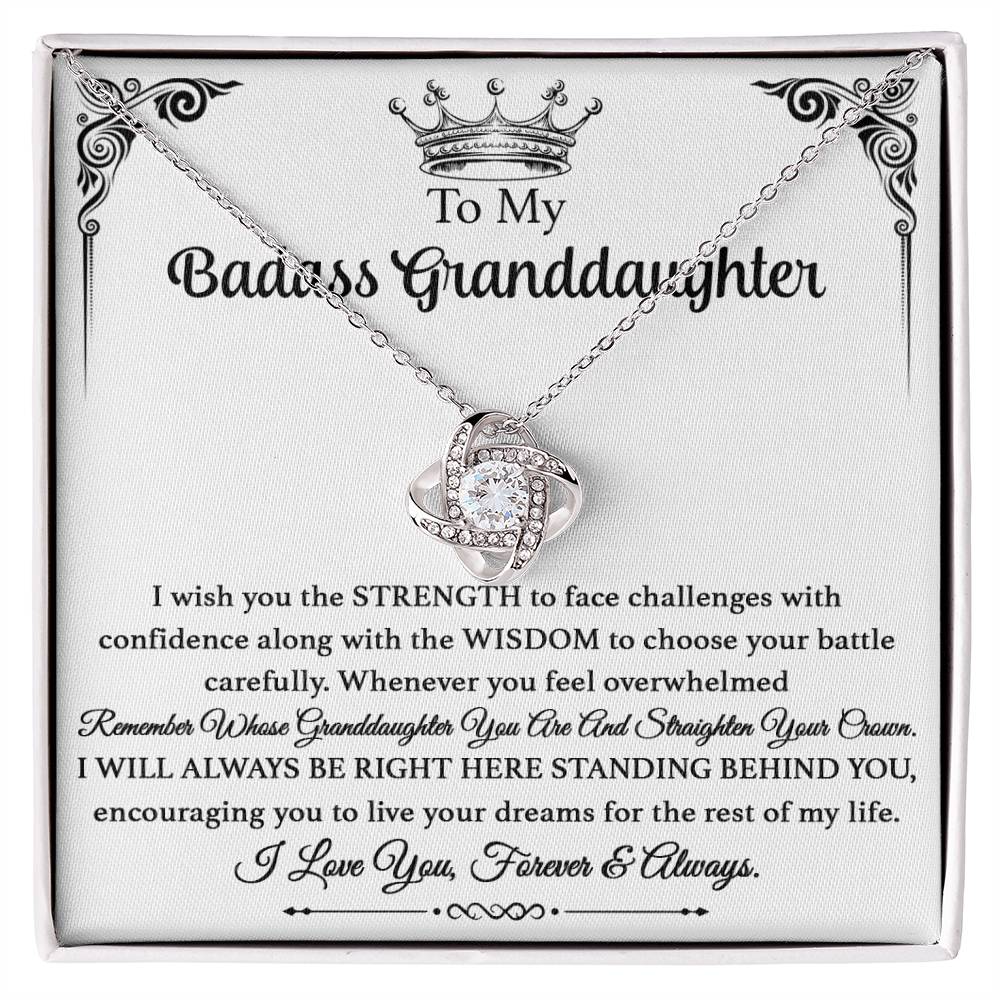 To My Bad Ass Granddaughter - I Wish You The Strength - Love Knot Necklace