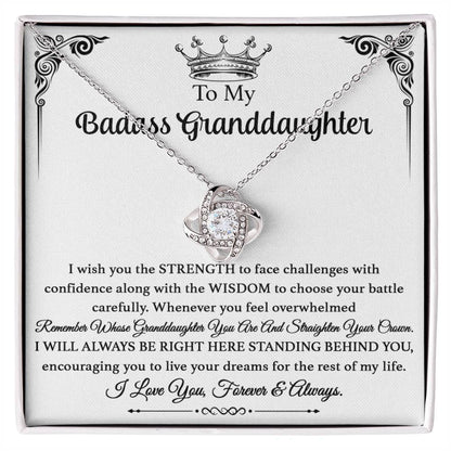 To My Bad Ass Granddaughter - I Wish You The Strength - Love Knot Necklace
