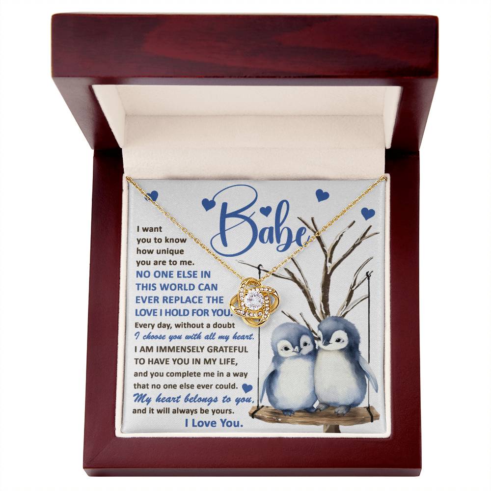 To My Wife - My heart Belongs To You - Love Knot Necklace .