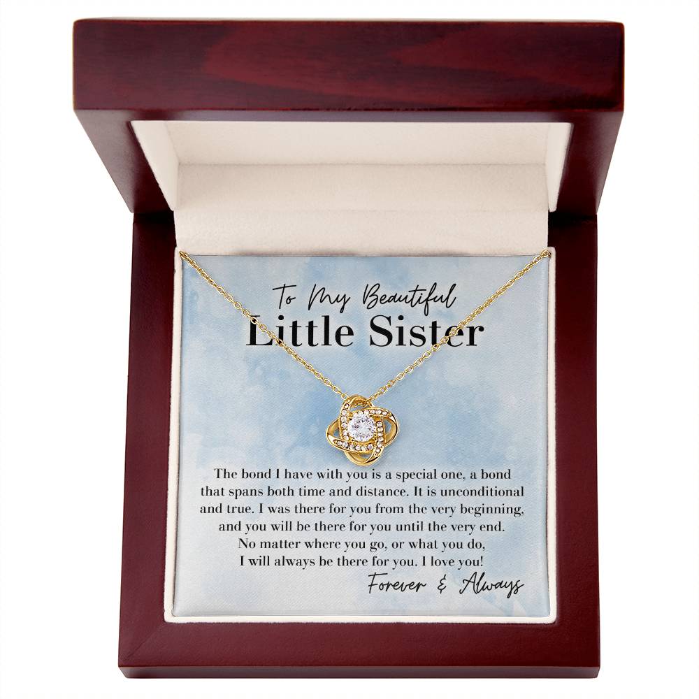 To My Beautiful Little Sister - A Special Bond - Love Knot Necklace
