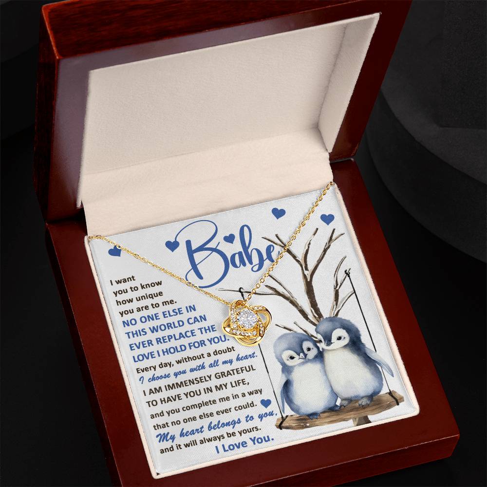 To My Wife - My heart Belongs To You - Love Knot Necklace .