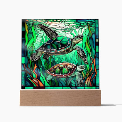 To my Mom - Stainedglass Turtle - LED Acrylic Plaque.
