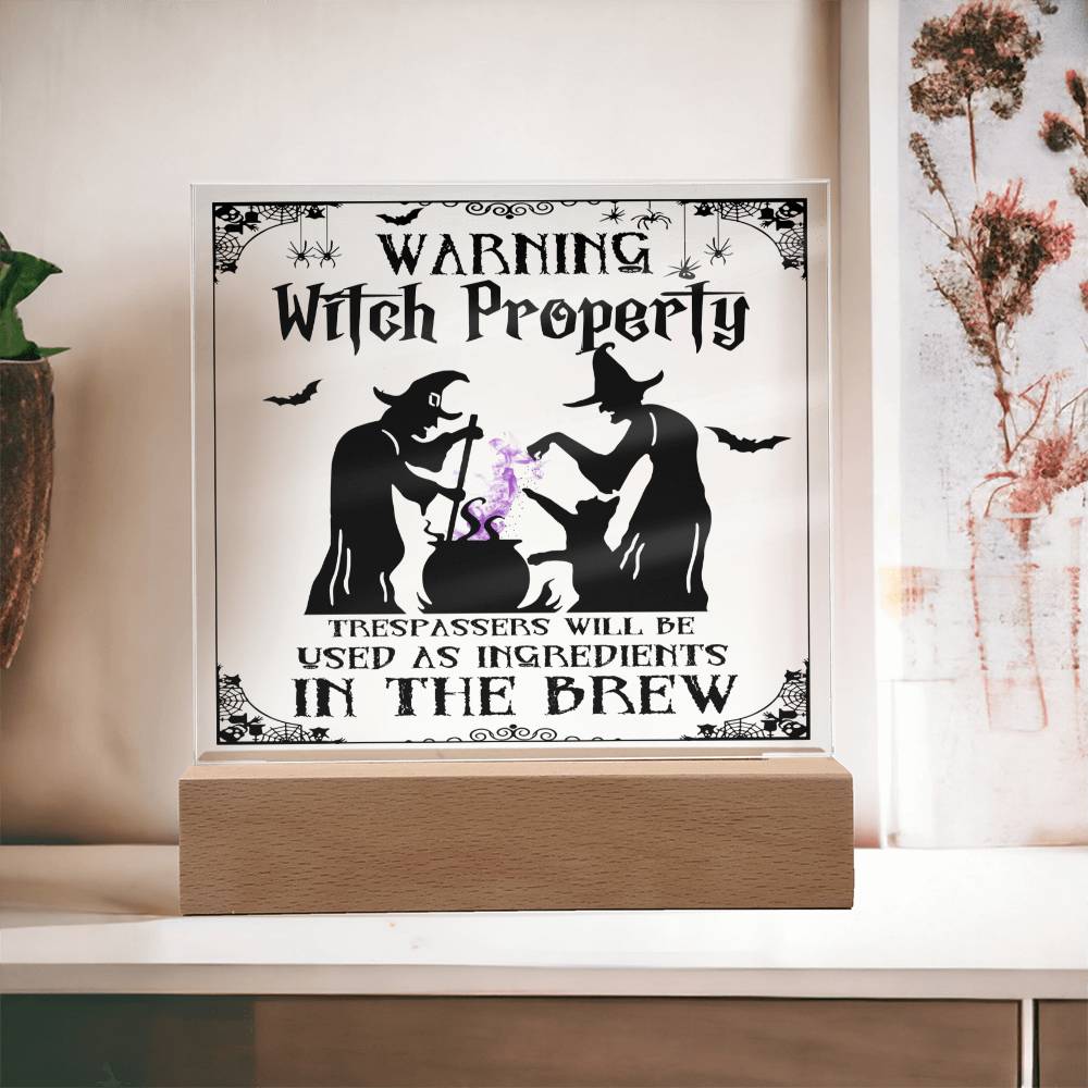 To my Mom - Halloween Warning Witch Property - LED Acrylic Plaque
