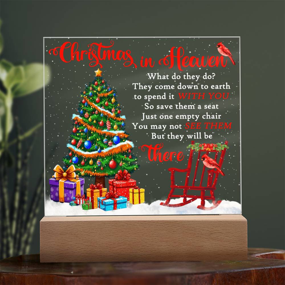 Mother gifts - Christmas in Heaven - LED Acrylic Plaque.