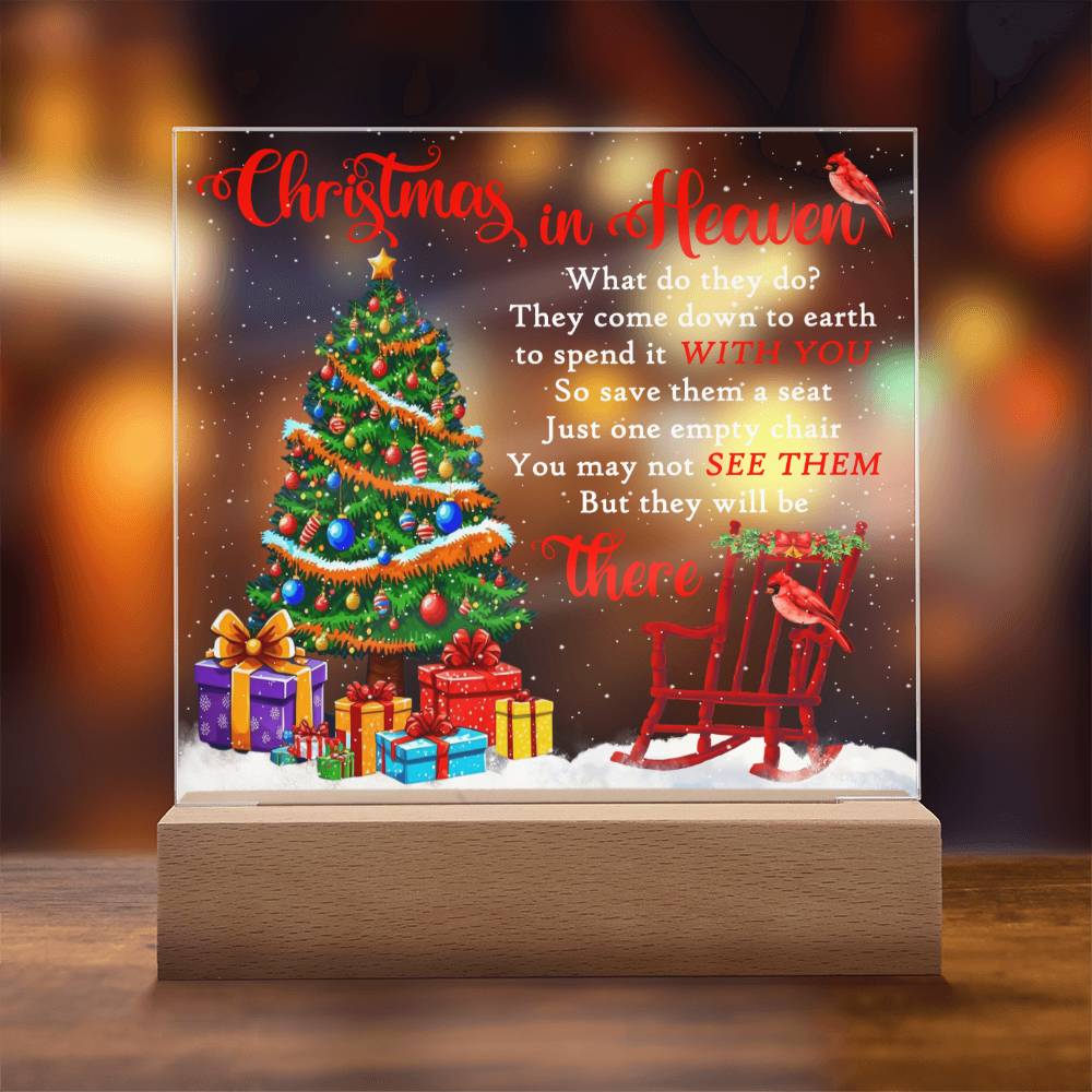 Mother gifts - Christmas in Heaven - LED Acrylic Plaque.