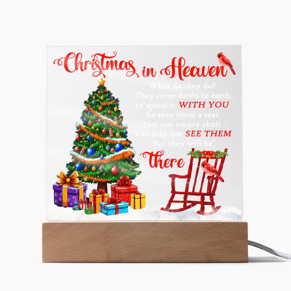 Mother gifts - Christmas in Heaven - LED Acrylic Plaque.