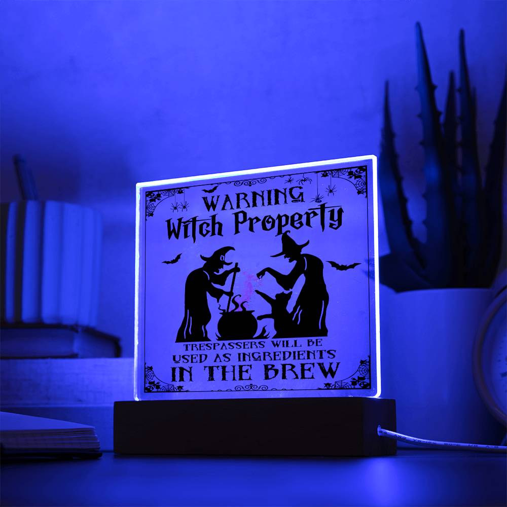 To my Mom - Halloween Warning Witch Property - LED Acrylic Plaque