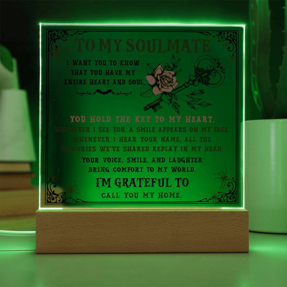 To my Soulmate - I want you to know that you have my Entire Heart and Soul - LED Acrylic Plaque
