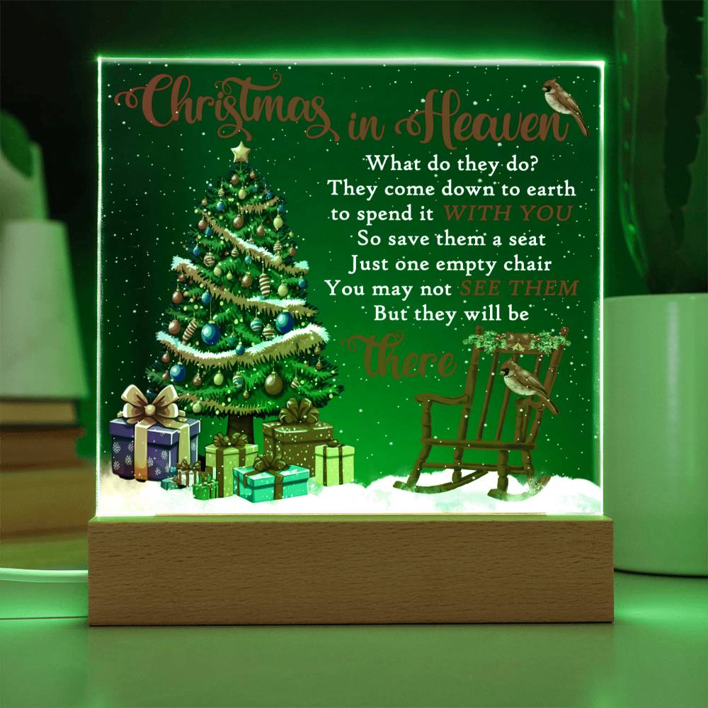 Mother gifts - Christmas in Heaven - LED Acrylic Plaque.
