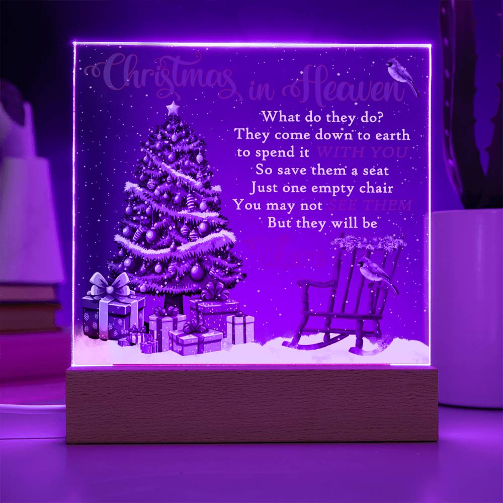 Mother gifts - Christmas in Heaven - LED Acrylic Plaque.