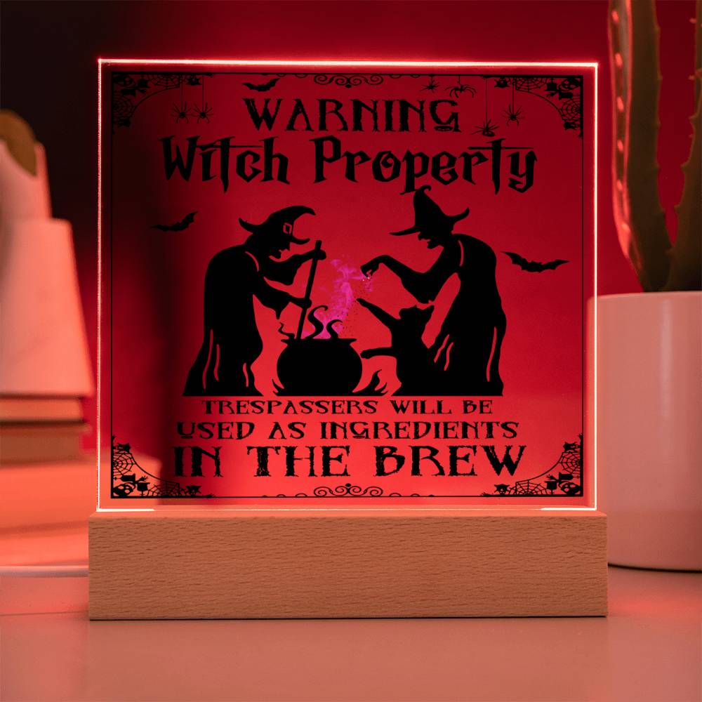To my Mom - Halloween Warning Witch Property - LED Acrylic Plaque