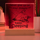 Daughter gifts - Never give up on your dreams, keep sleeping - LED Acrylic Plaque.