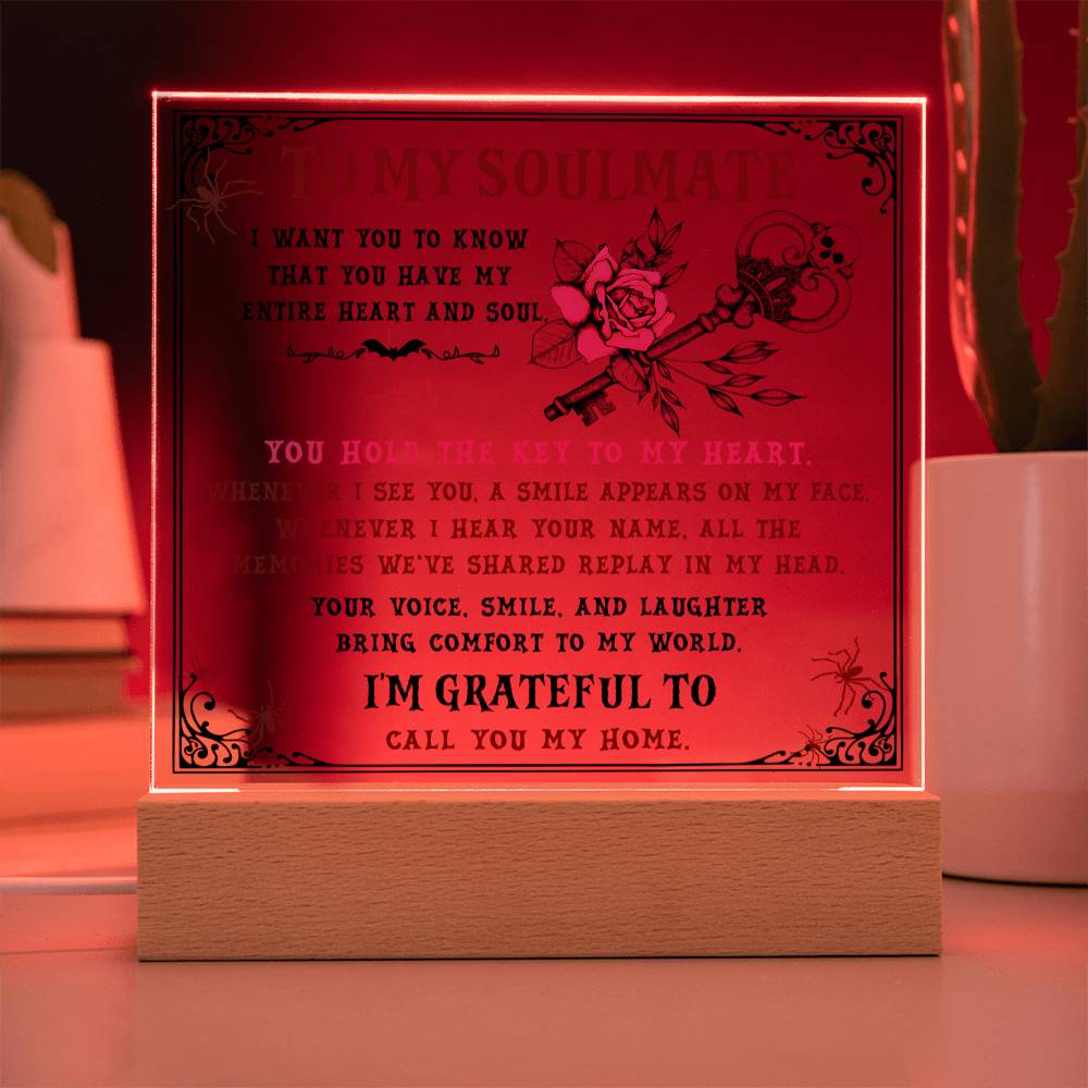 To my Soulmate - I want you to know that you have my Entire Heart and Soul - LED Acrylic Plaque