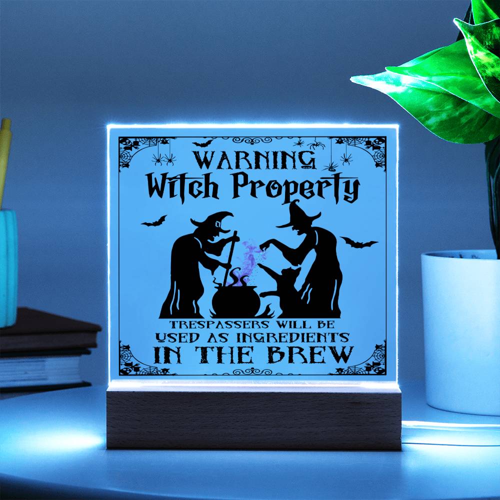 To my Mom - Halloween Warning Witch Property - LED Acrylic Plaque