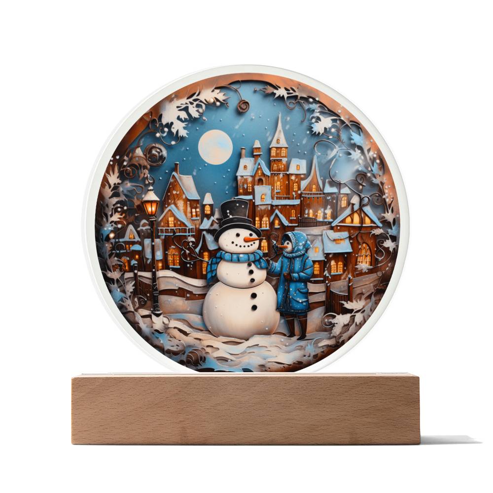 Mother gifts - Snow man Christmas plaque - LED Acrylic Plaque.