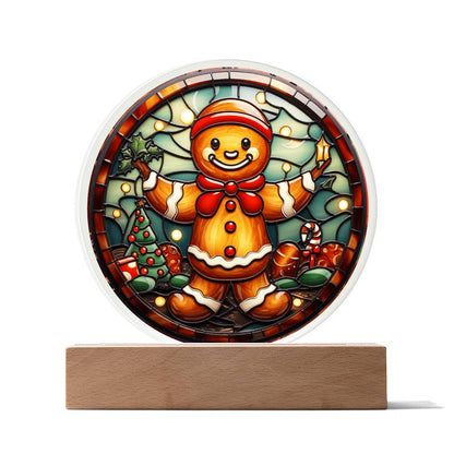 Mom gifts - Christmas gingerbread circle - LED Acrylic Plaque.