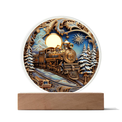 Mom gifts - Fairy Tale Christmas Train - LED Acrylic Plaque.