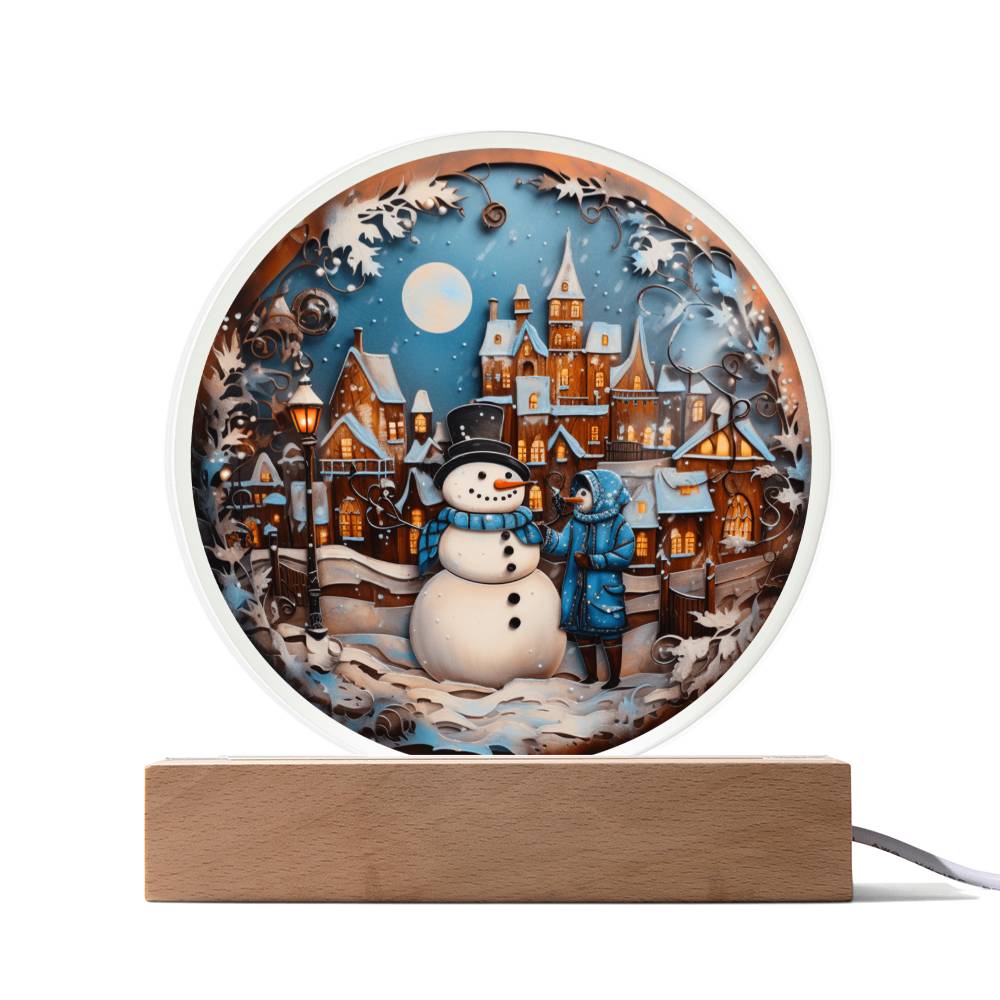 Mother gifts - Snow man Christmas plaque - LED Acrylic Plaque.