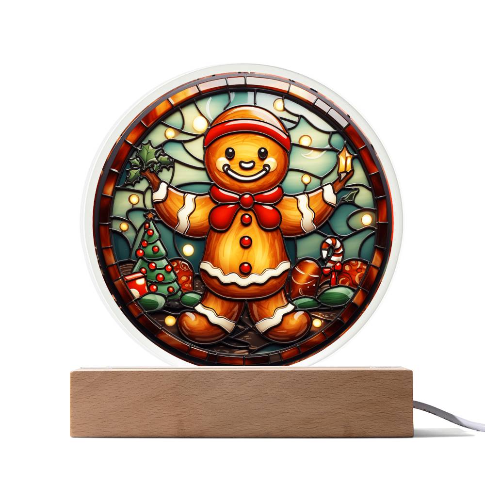 Mom gifts - Christmas gingerbread circle - LED Acrylic Plaque.