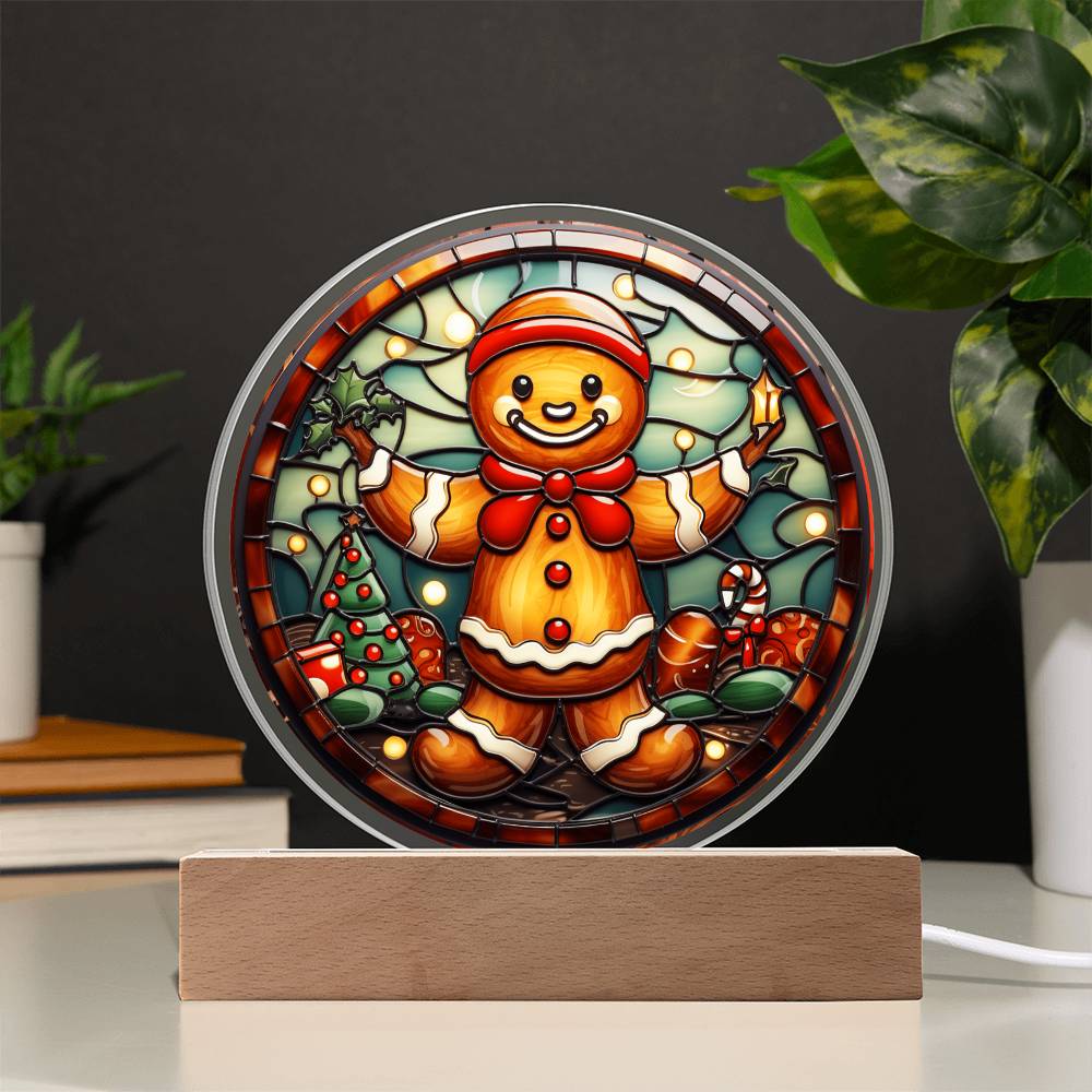 Mom gifts - Christmas gingerbread circle - LED Acrylic Plaque.