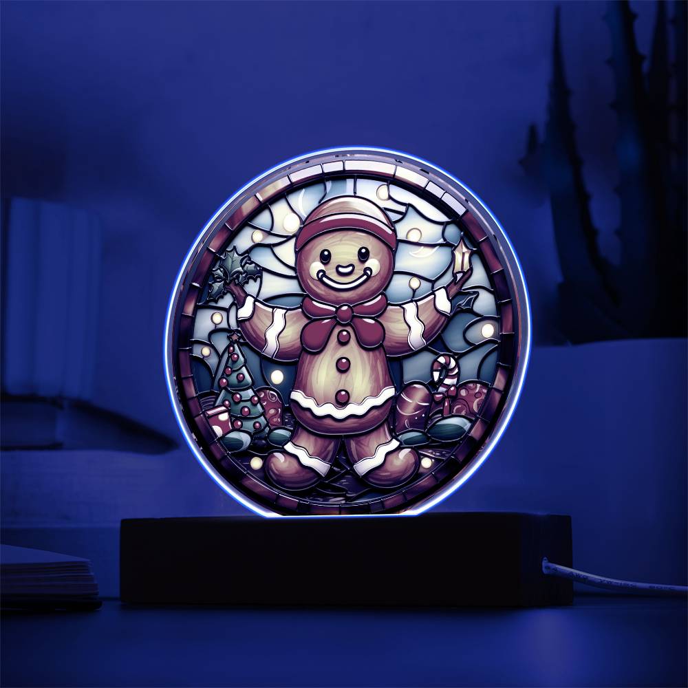 Mom gifts - Christmas gingerbread circle - LED Acrylic Plaque.