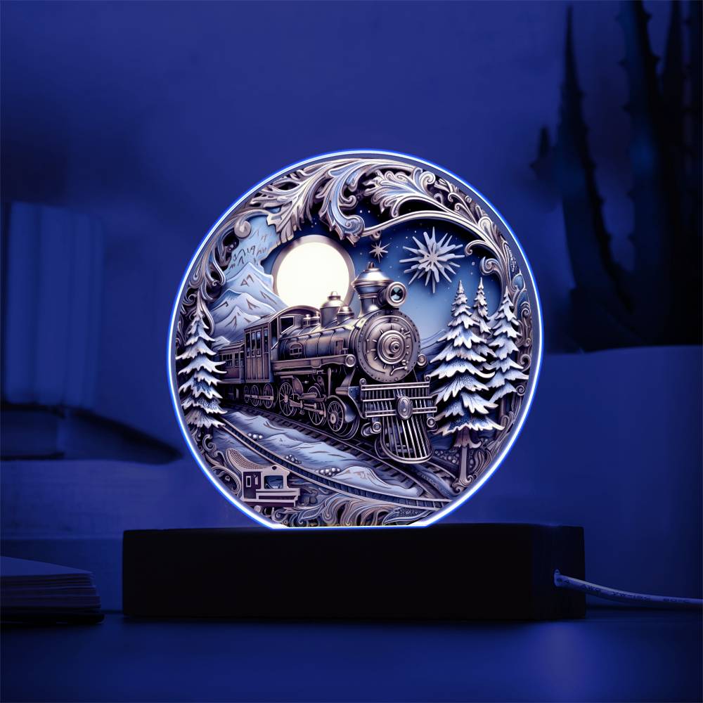 Mom gifts - Fairy Tale Christmas Train - LED Acrylic Plaque.
