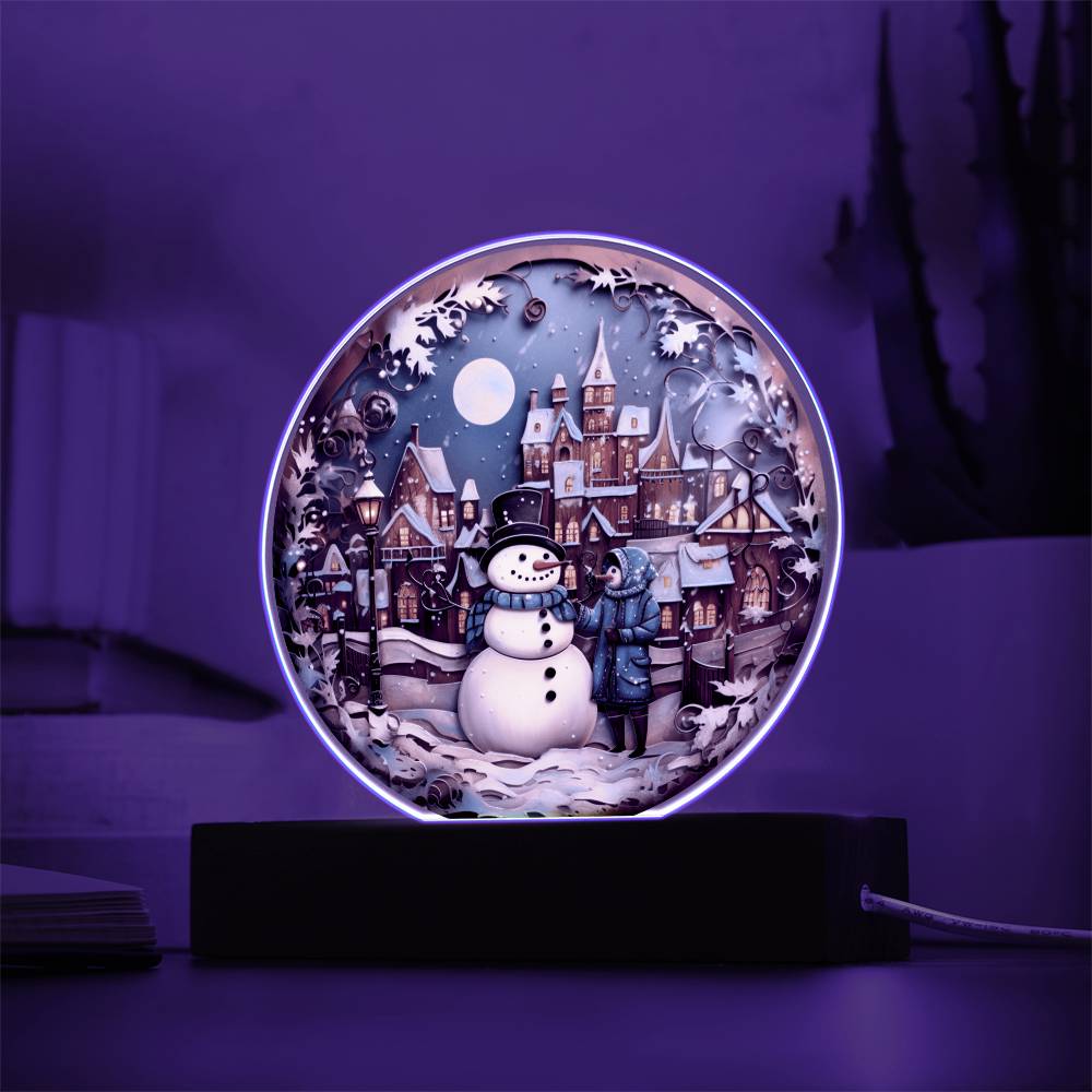 Mother gifts - Snow man Christmas plaque - LED Acrylic Plaque.