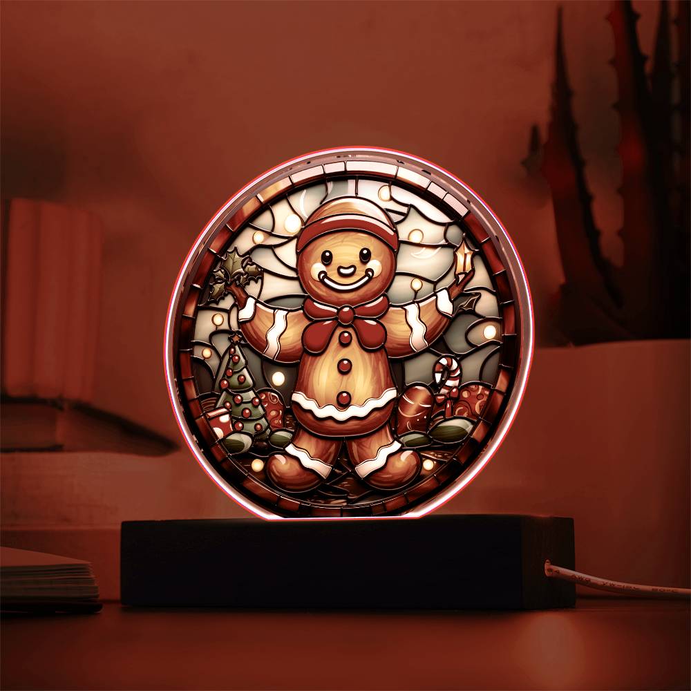 Mom gifts - Christmas gingerbread circle - LED Acrylic Plaque.