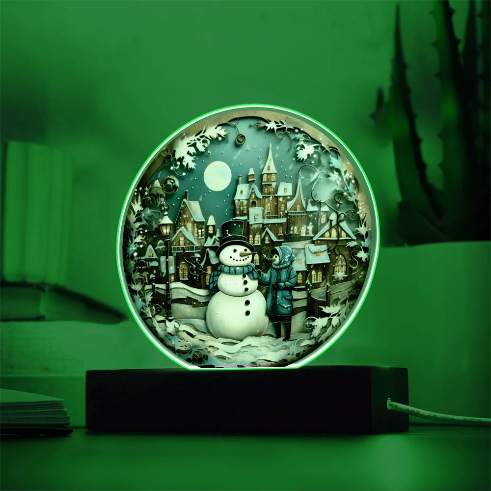 Mother gifts - Snow man Christmas plaque - LED Acrylic Plaque.