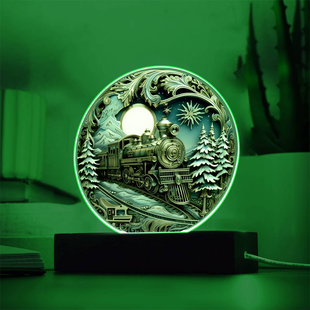 Mom gifts - Fairy Tale Christmas Train - LED Acrylic Plaque.