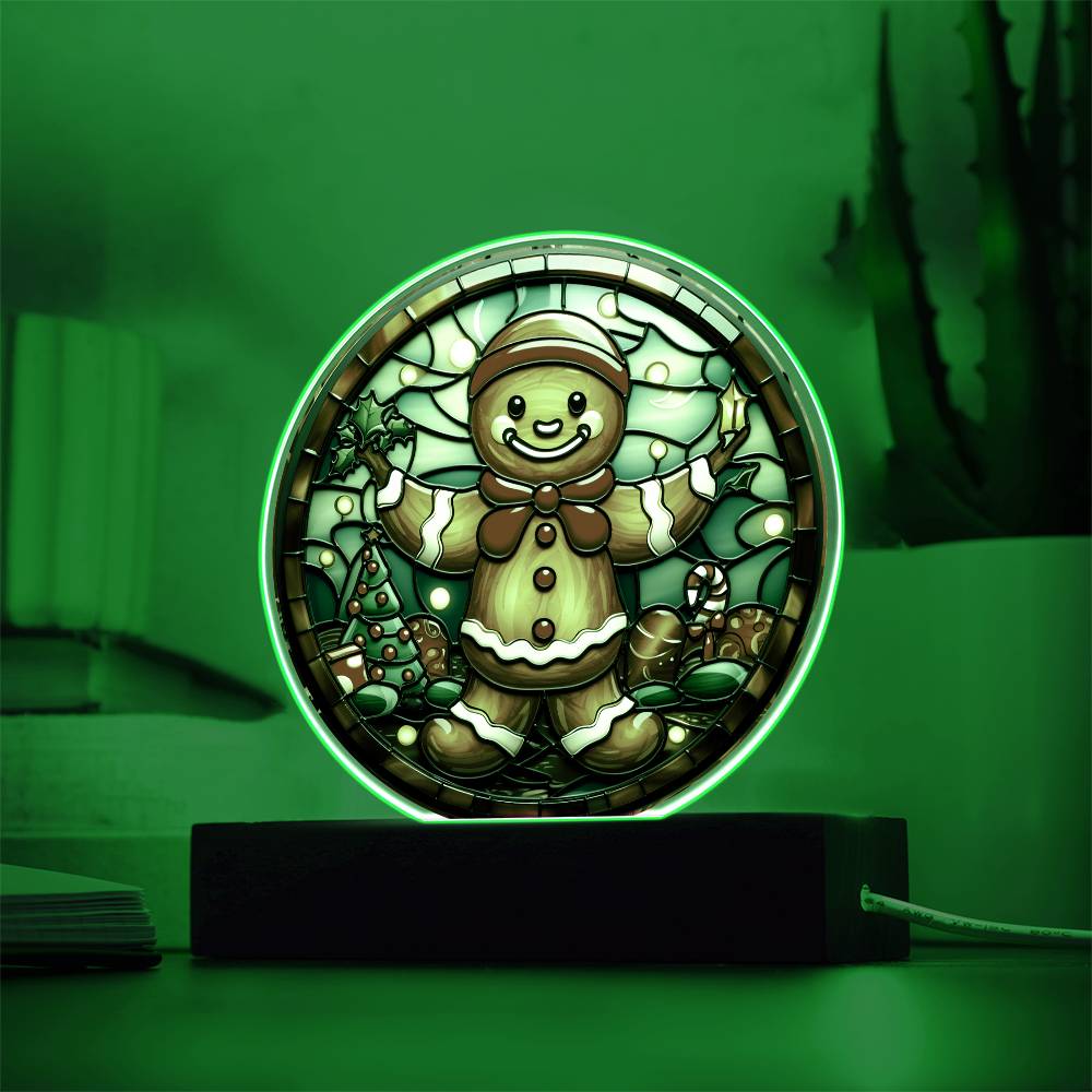 Mom gifts - Christmas gingerbread circle - LED Acrylic Plaque.
