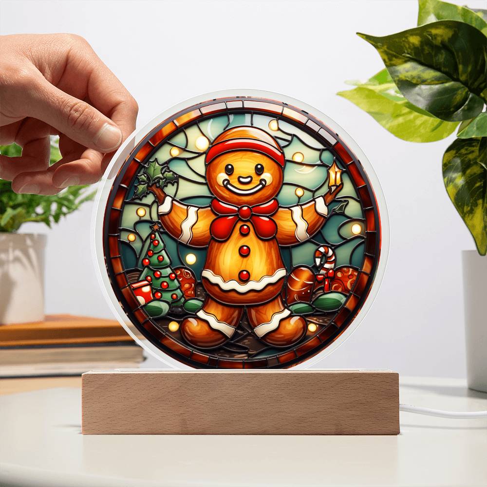 Mom gifts - Christmas gingerbread circle - LED Acrylic Plaque.
