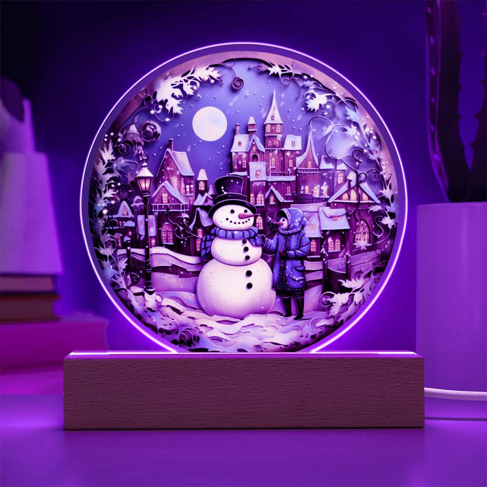 Mother gifts - Snow man Christmas plaque - LED Acrylic Plaque.