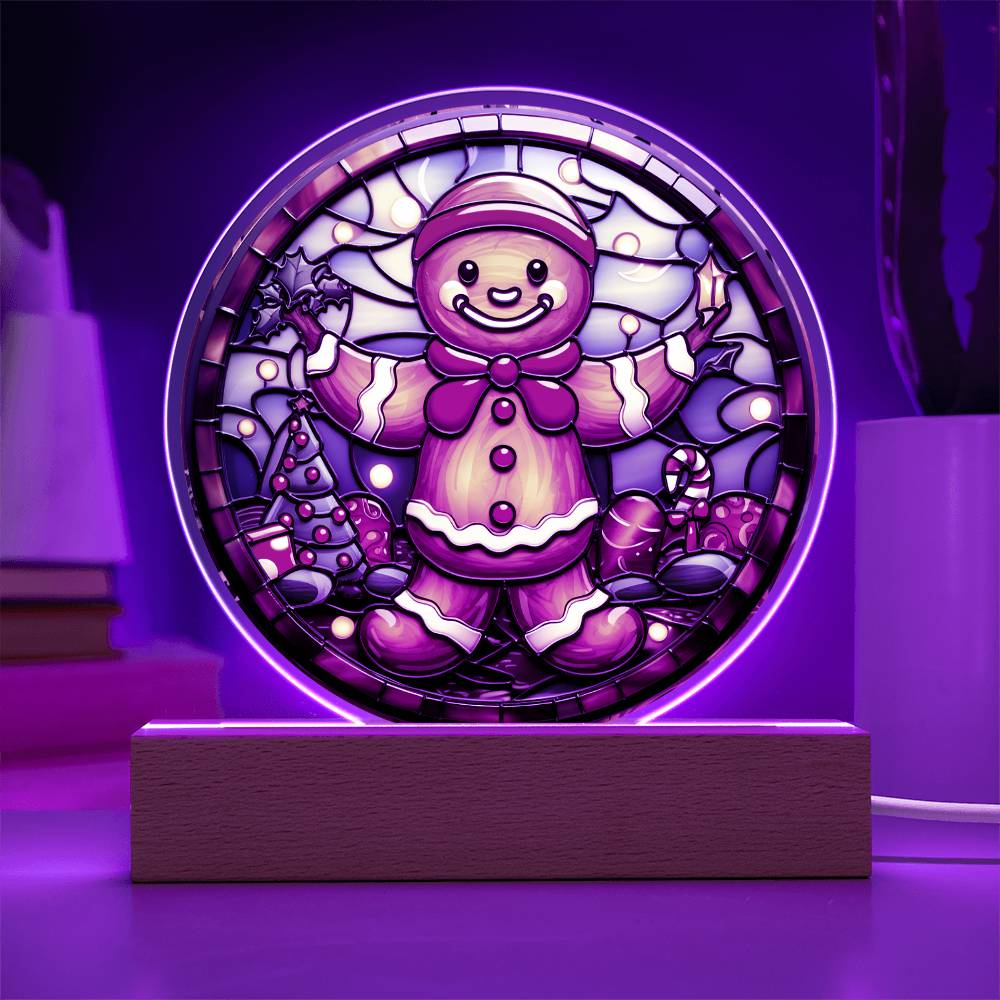 Mom gifts - Christmas gingerbread circle - LED Acrylic Plaque.