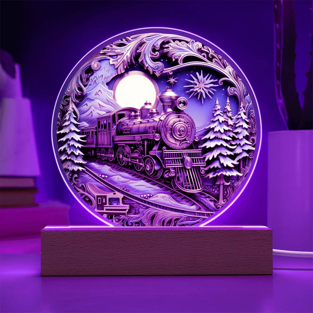 Mom gifts - Fairy Tale Christmas Train - LED Acrylic Plaque.